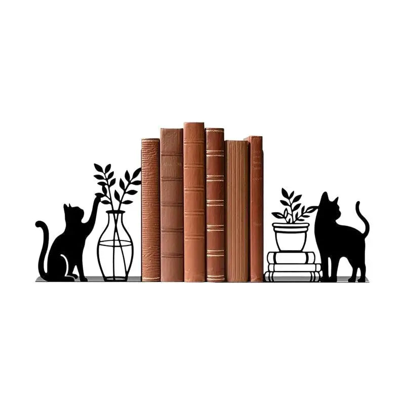 SD&HI Metal Abstract Bookends — Heavy Duty Decorative Desktop Book Rack