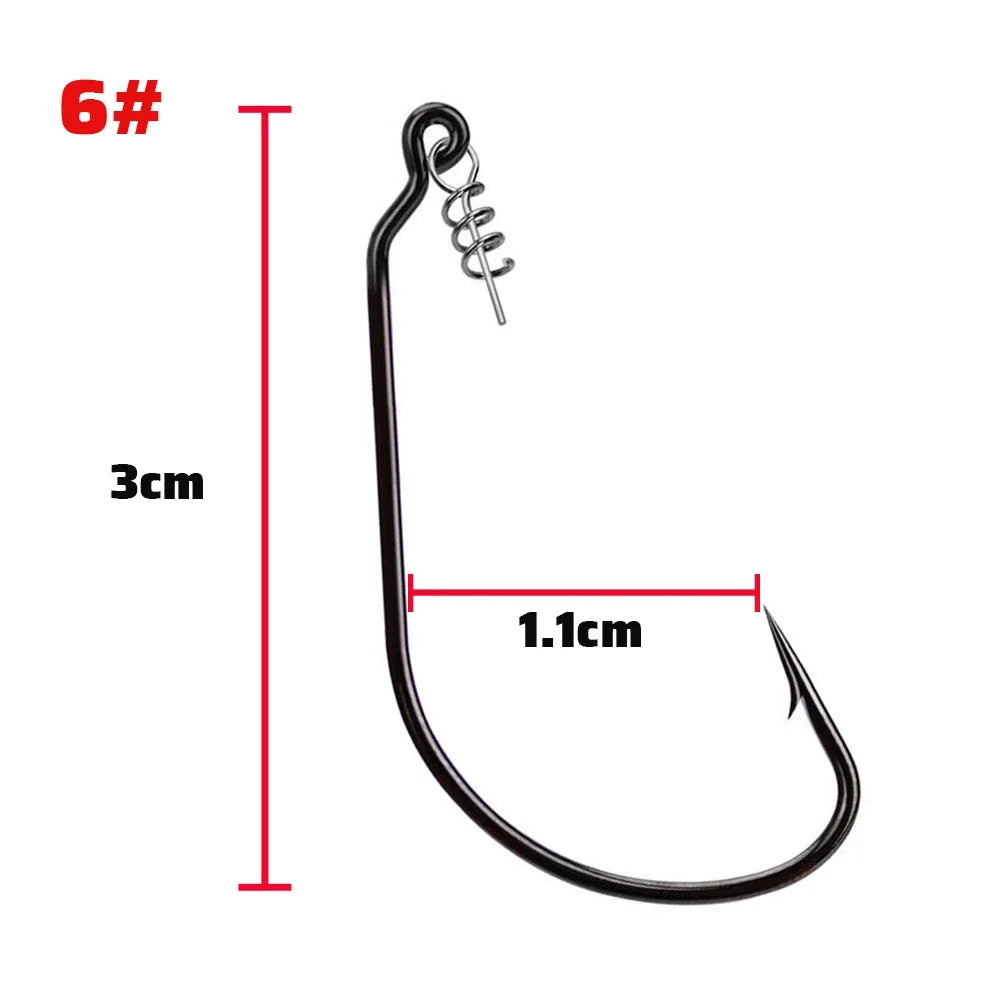 GOBAIT Screw Lock Offset Worm Hooks — Sharp Wide Gap Fishing Tackle