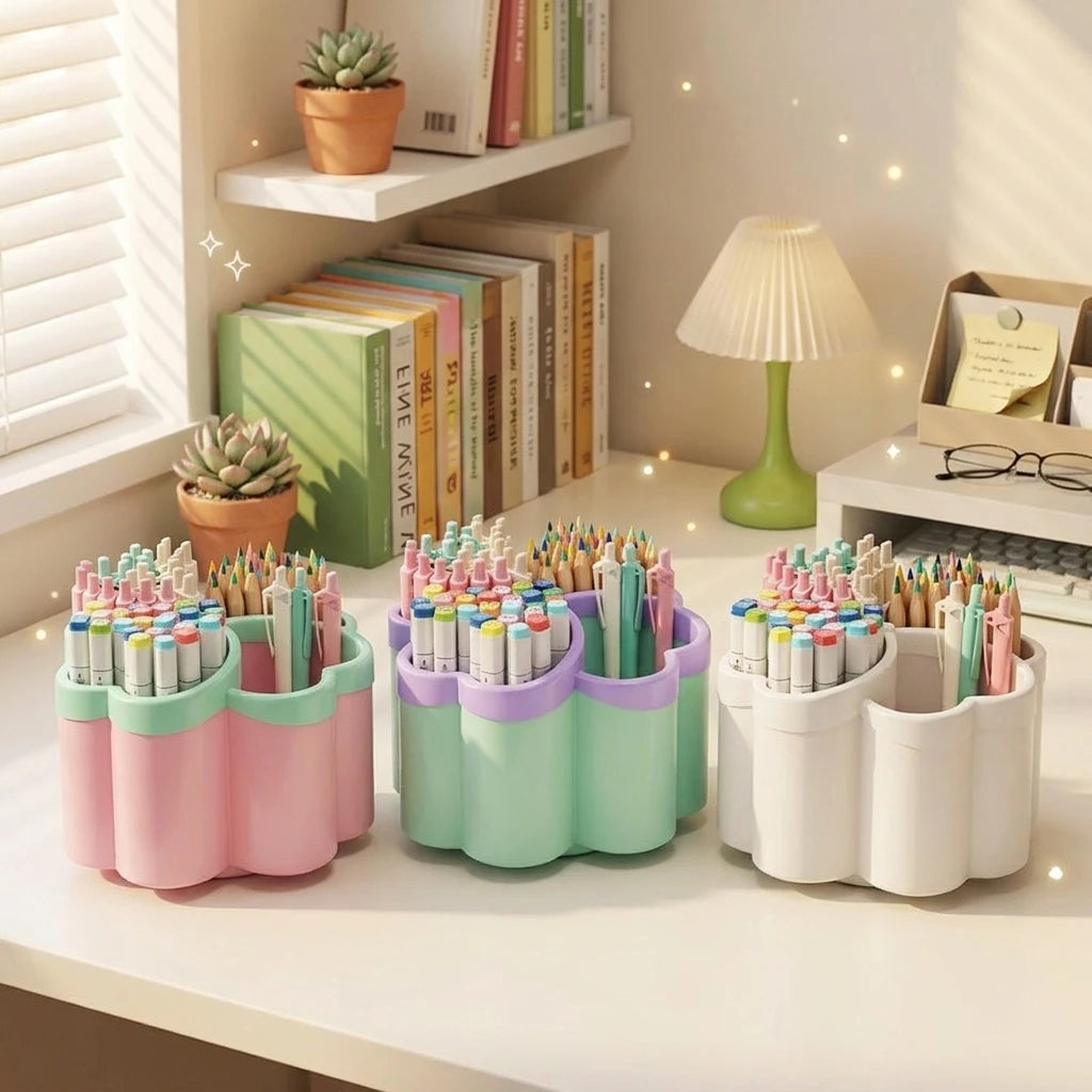 Desktop Storage Organizer — 4 Compartment Stationery Holder for Office