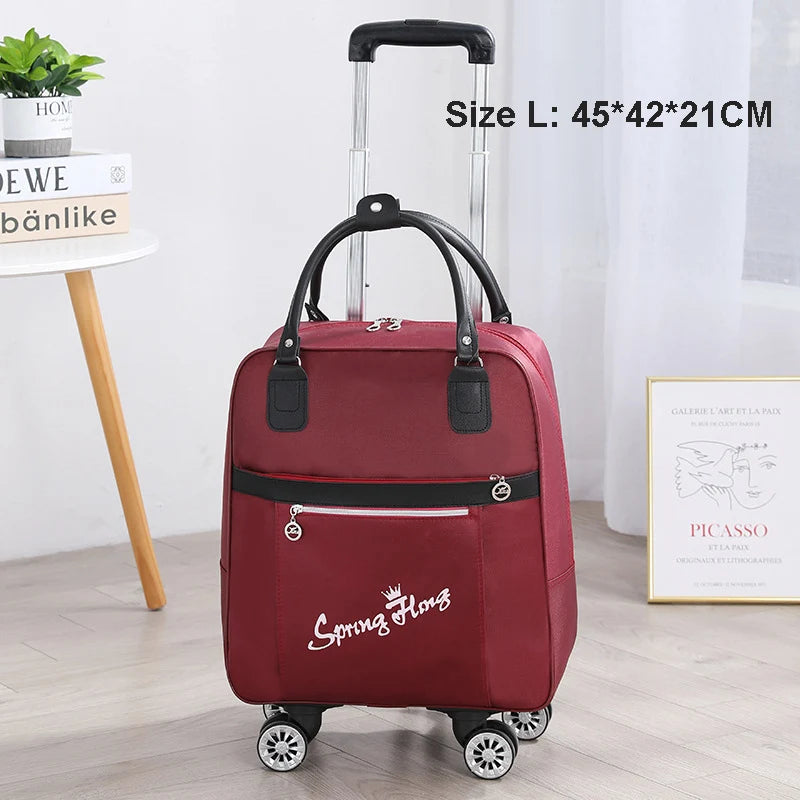 Rolling Travel Luggage Bag — Waterproof Oxford Cloth Suitcase with Wheels