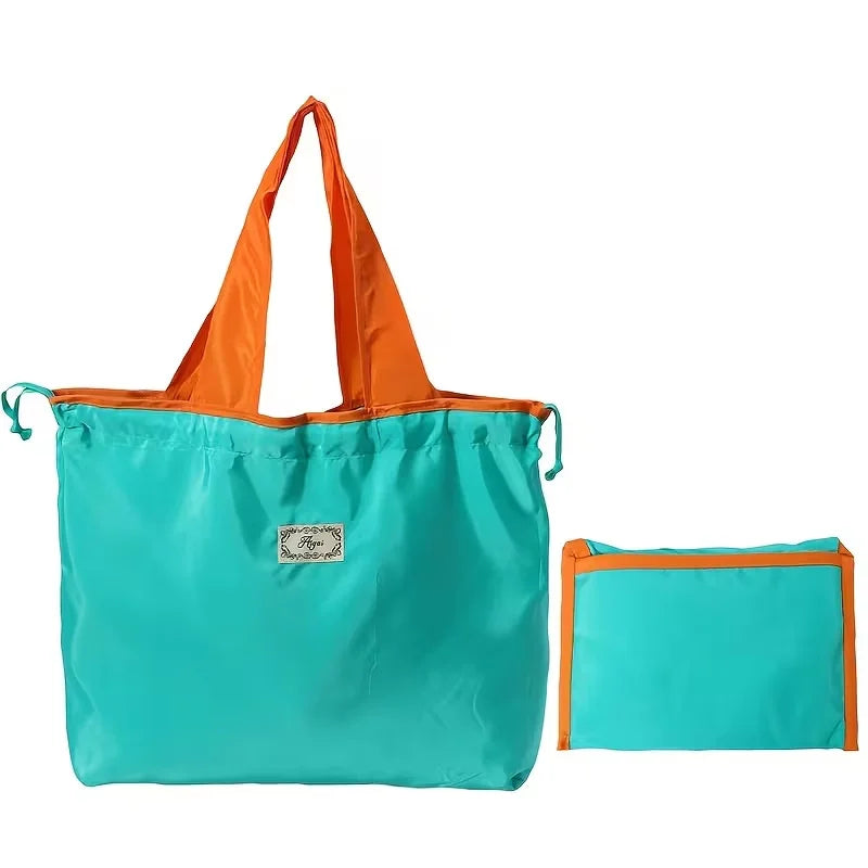 Large-Capacity Foldable Tote Bag — Lightweight Geometric Print Shopping Bag