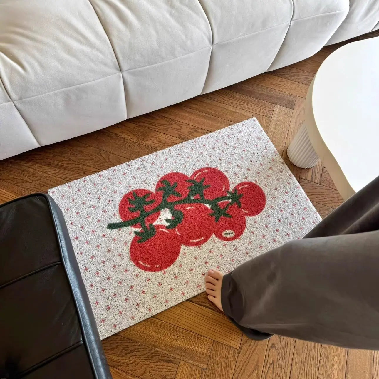 Cherry Fruit Polka Dot Welcome Mat — Anti-Slip PVC Coil Doormat