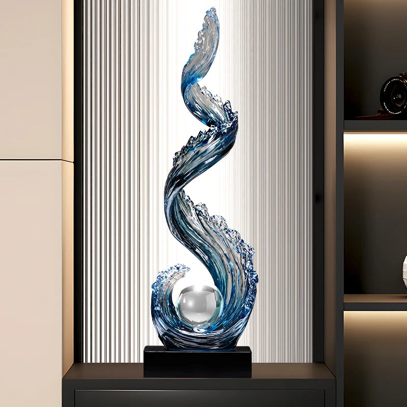 Abstract Resin Sculpture Decor — Modern Vertical Art for Living Room