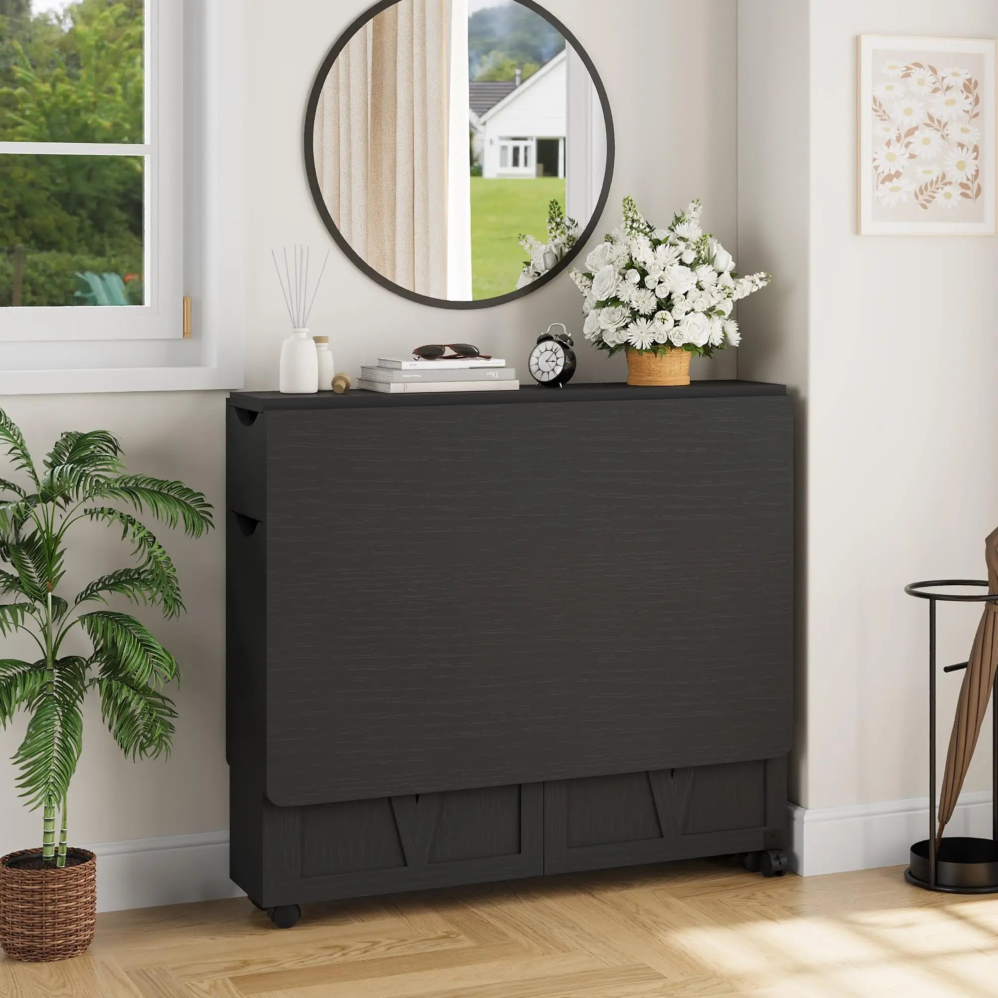 OUTWIND Folding Dining Table — Space-Saving Drop Leaf Design with Storage