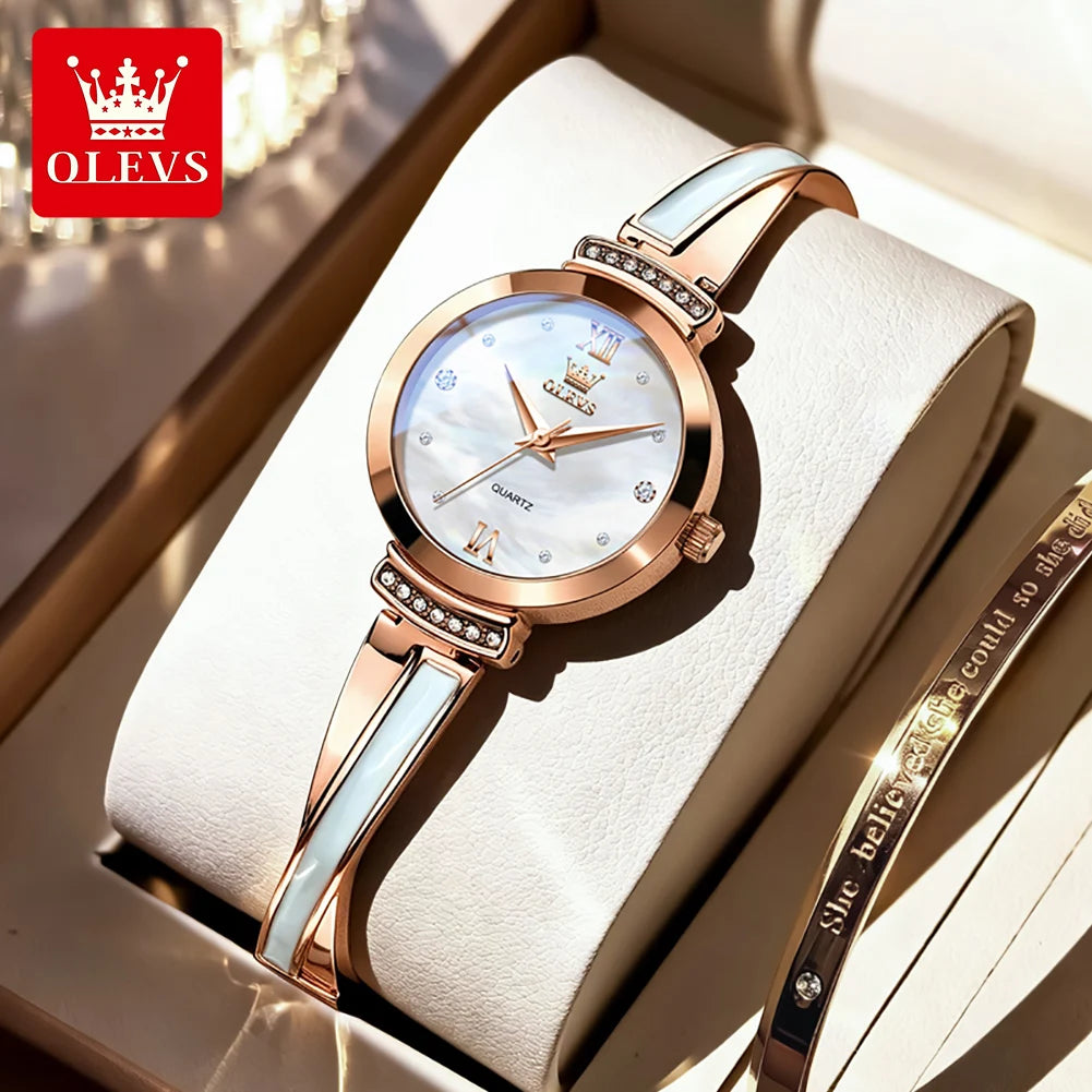 Elegant Rose Gold Women's Quartz Watch — Luxury Bracelet Wristwatch