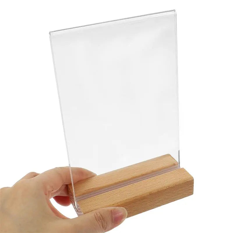 Acrylic Sign Holder — Clear Vertical Display Stand for Menus and Photos