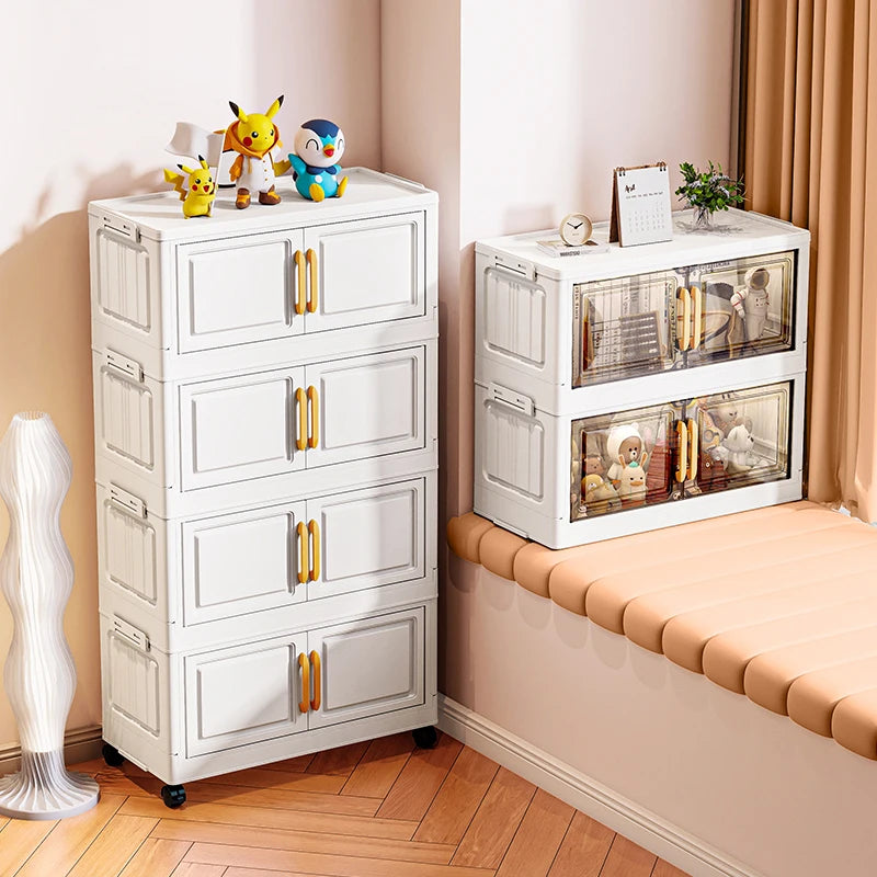 Foldable Double-Door Storage Cabinet — Space-Saving Floor Standing Organizer