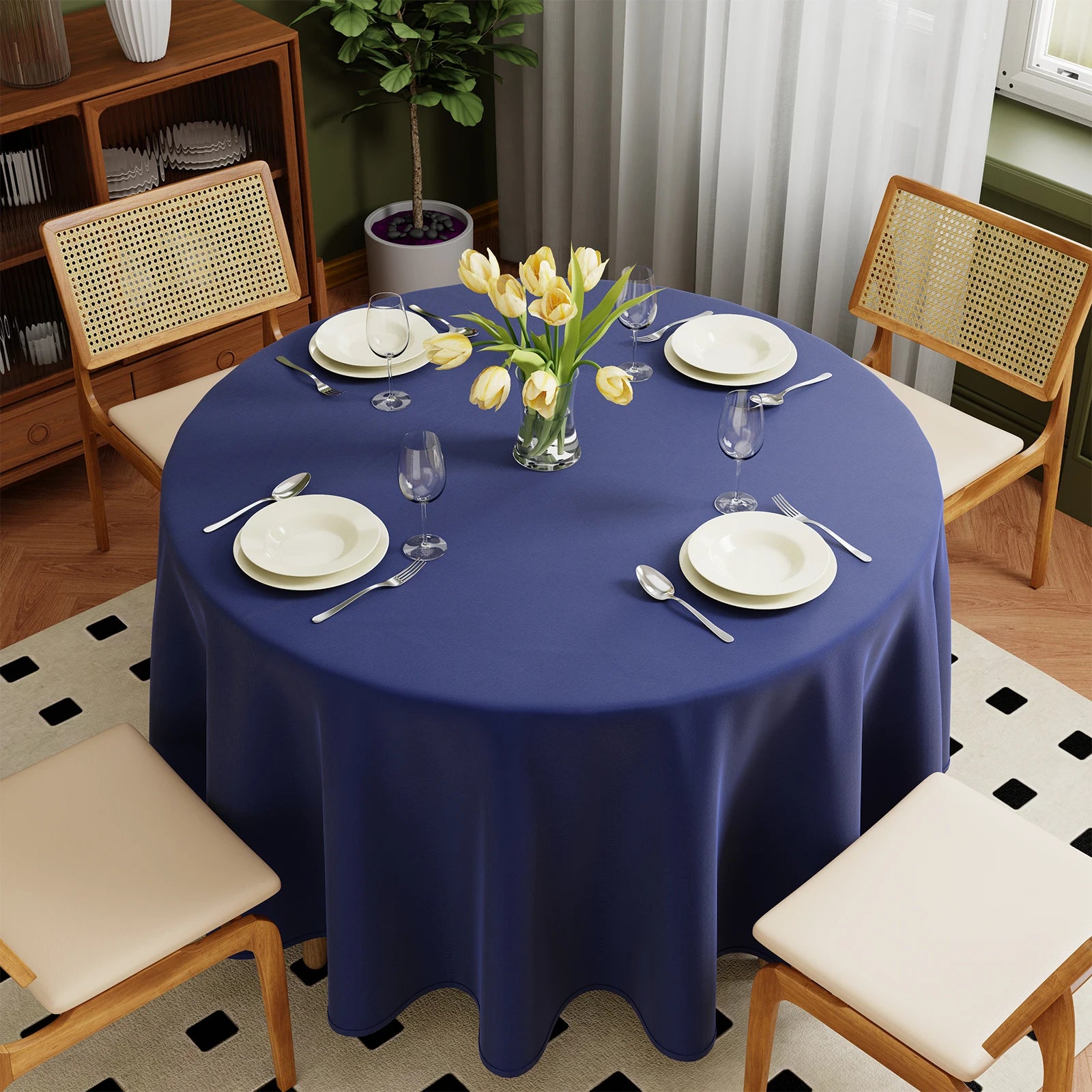 Hptmus Round Tablecloth — Elegant Solid Color Cover for Weddings & Parties