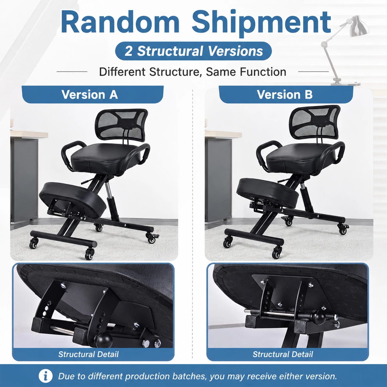 Ergonomic Kneeling Chair — Adjustable Back Support for Office Work