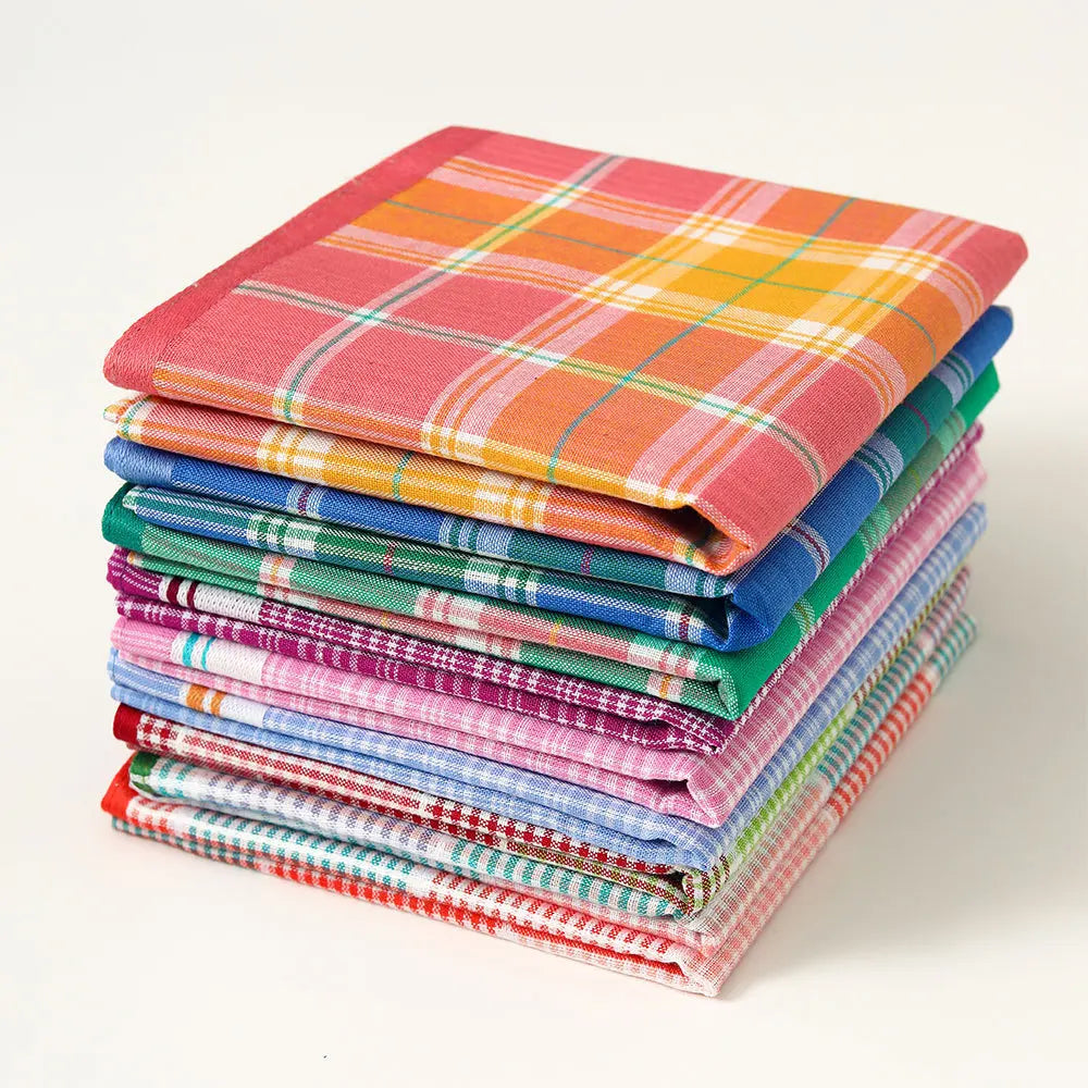Women's Pure Cotton Plaid Handkerchiefs — Soft 3-Piece Set