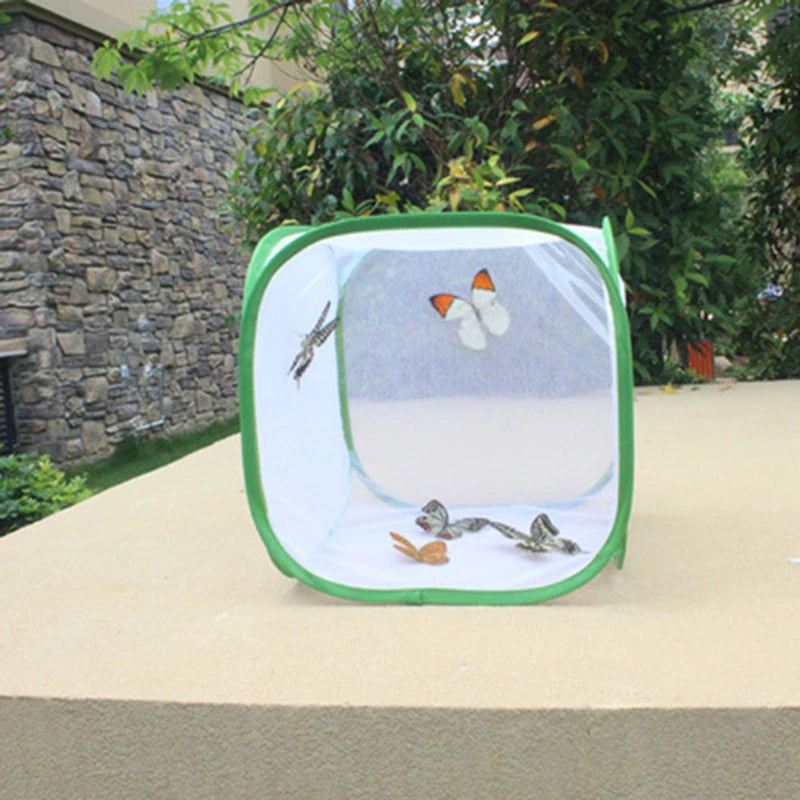 Collapsible Mesh Insect Habitat — Breathable Breeding Cage for Butterflies and Insects
