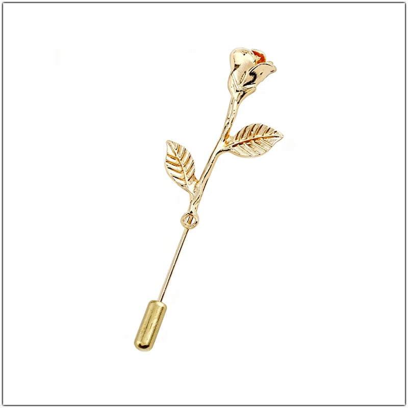 SHEEGIOR Metal Rose Flower Brooch — Elegant Lapel Pin for Jackets and Scarves