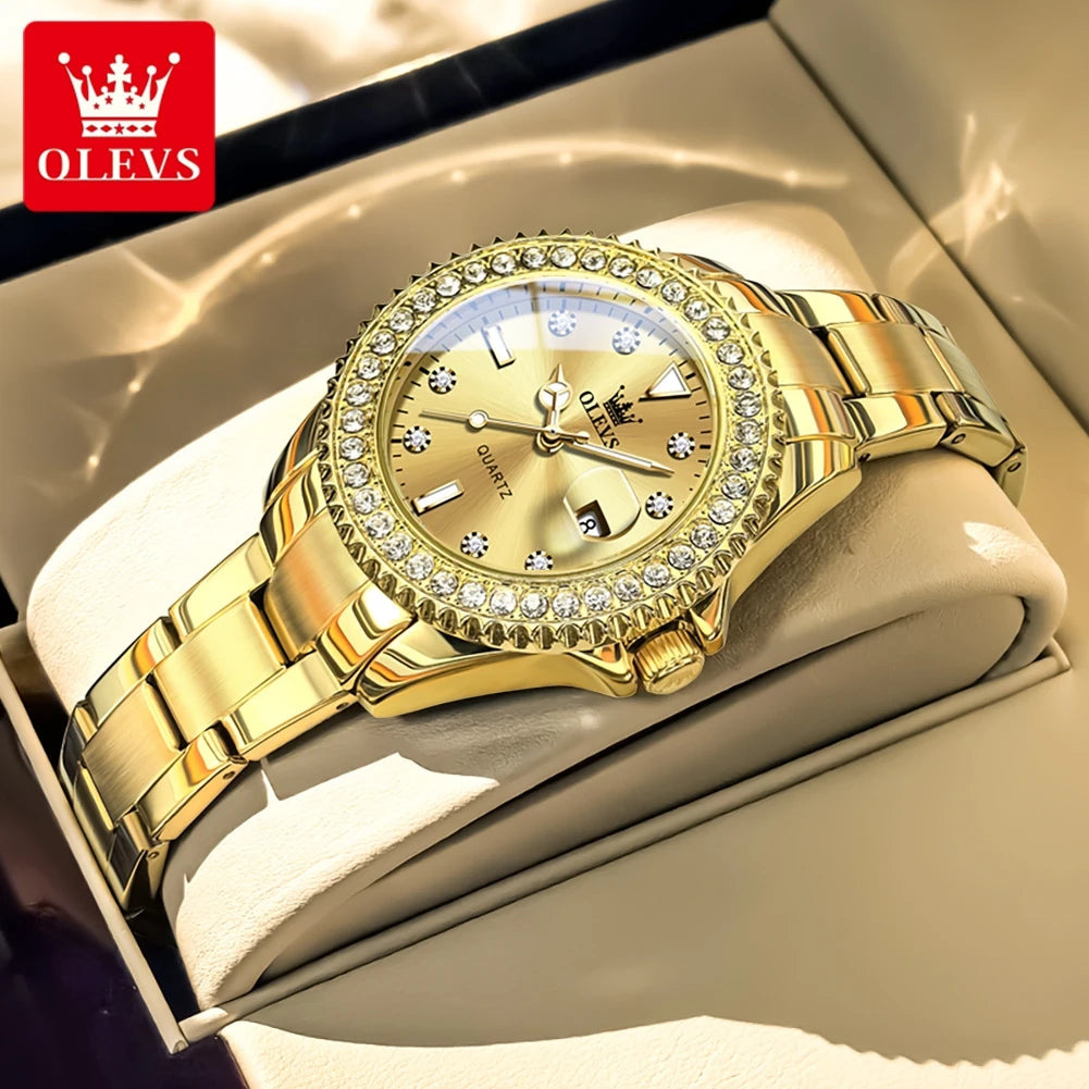 OLEVS Luxury Women's Quartz Watch — Stainless Steel Diamond Scale Bracelet
