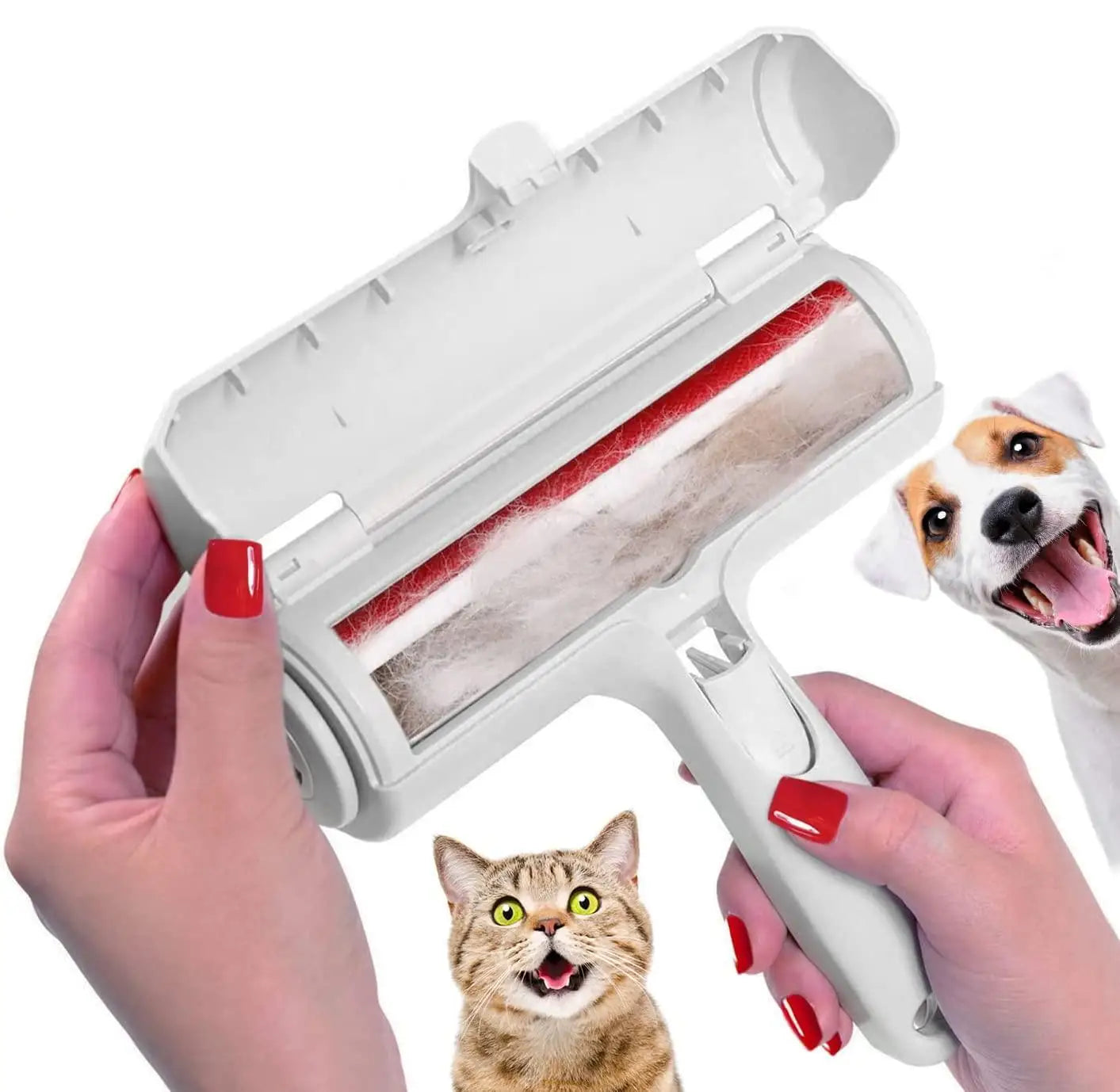 Pet Hair Remover Roller — Reusable Fur Cleaning Tool with Self-Cleaning Base