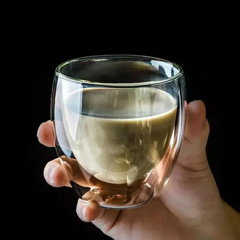 Double Wall Glass Cup Set — Heat Resistant Handmade Drinkware