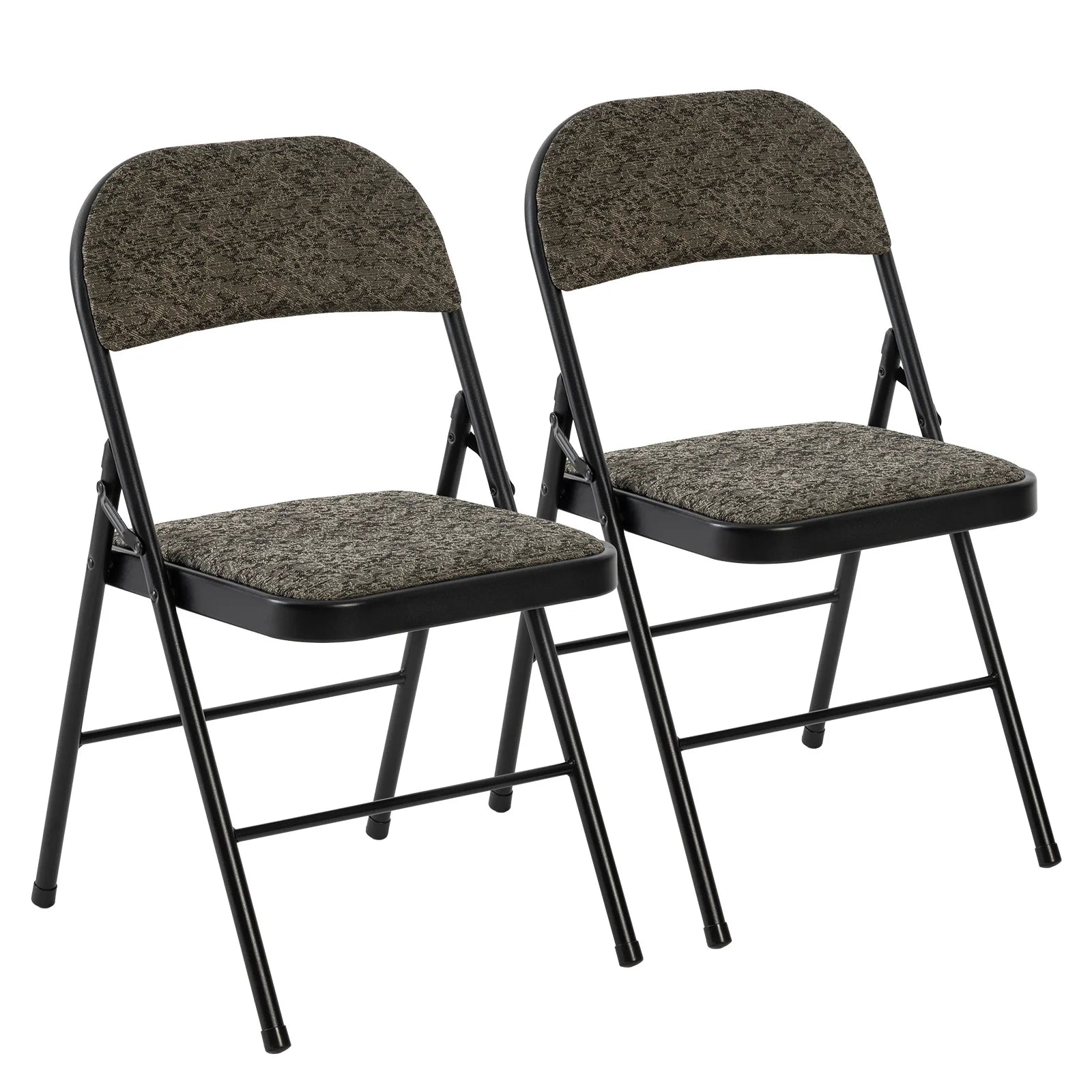 MCQ Foldable Fabric Padded Cushion Chairs — Ergonomic Metal Frame, 2 Pack