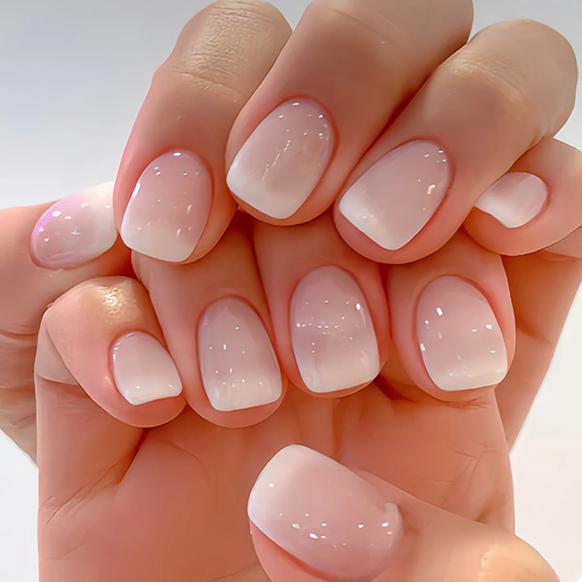 French Tip Press On Nails — Handmade Full Cover False Nail Set