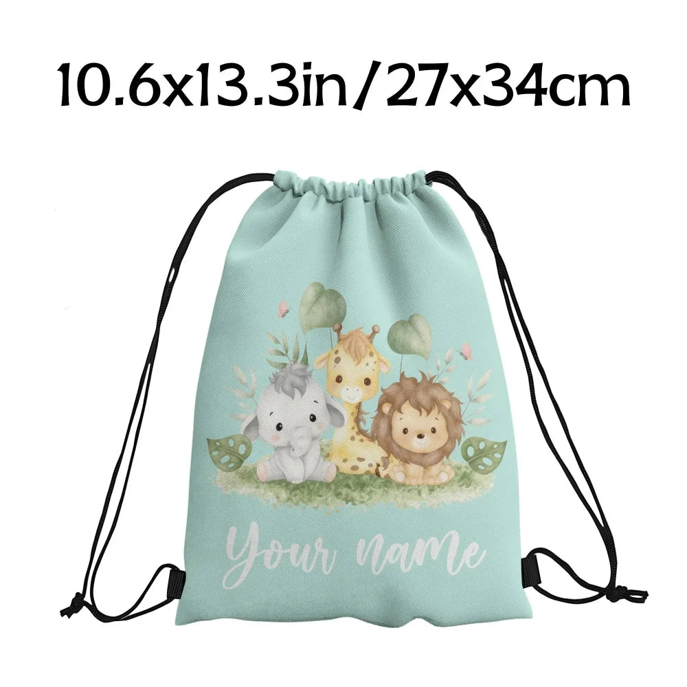 Animal Print Drawstring Bag — Versatile Lightweight Storage Pouch