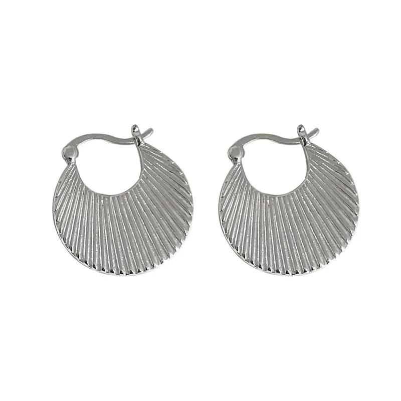 Sterling Silver Geometry Round Earrings — Elegant Vintage Hoop Jewelry