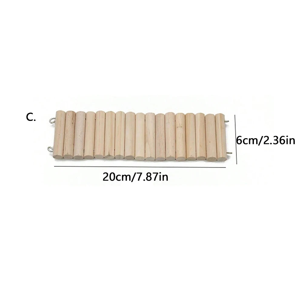 Wooden Pet Habitat Accessories — Bendable Climbing Bridge and Fence