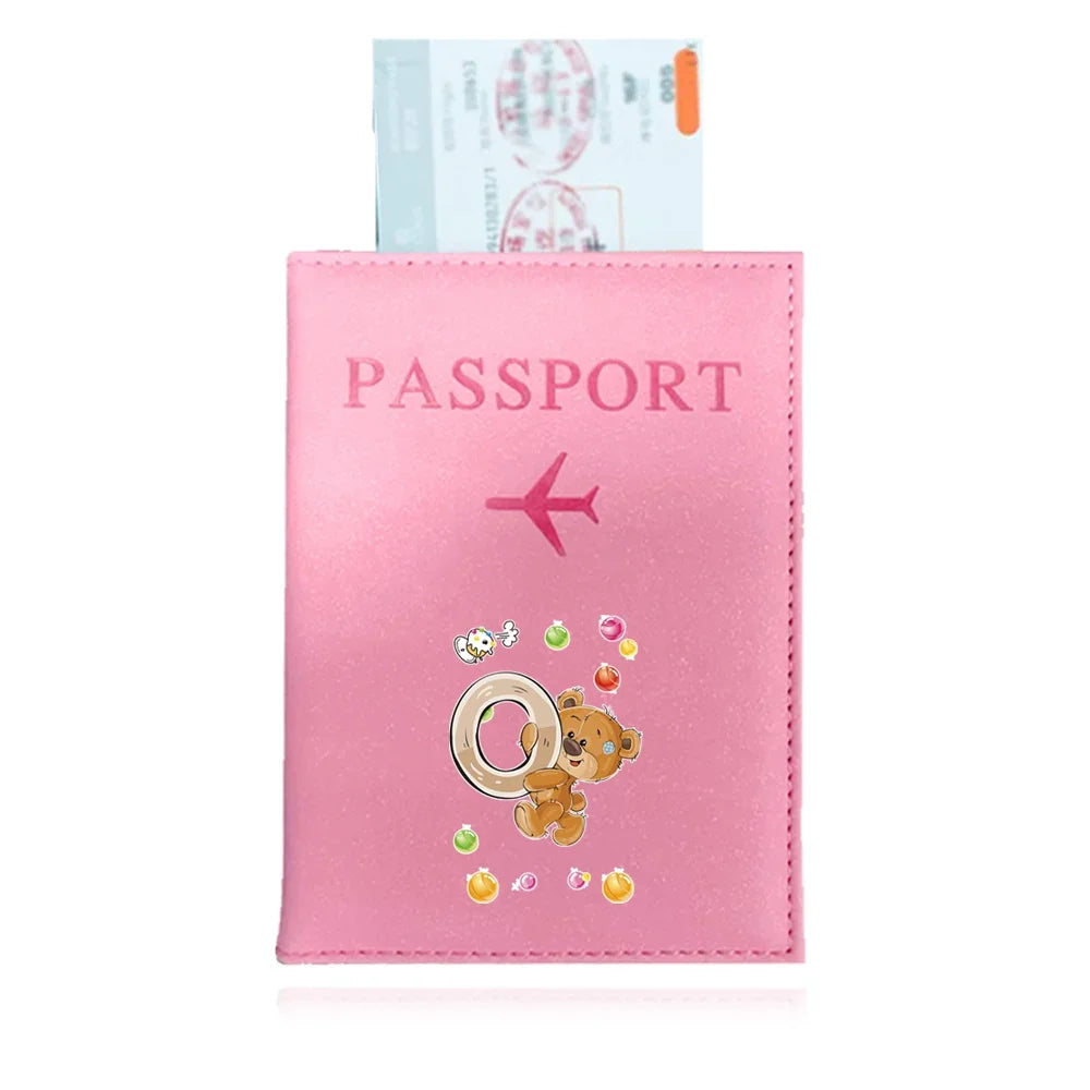 Bear Pattern Passport Cover — Protective PU Leather Travel Holder