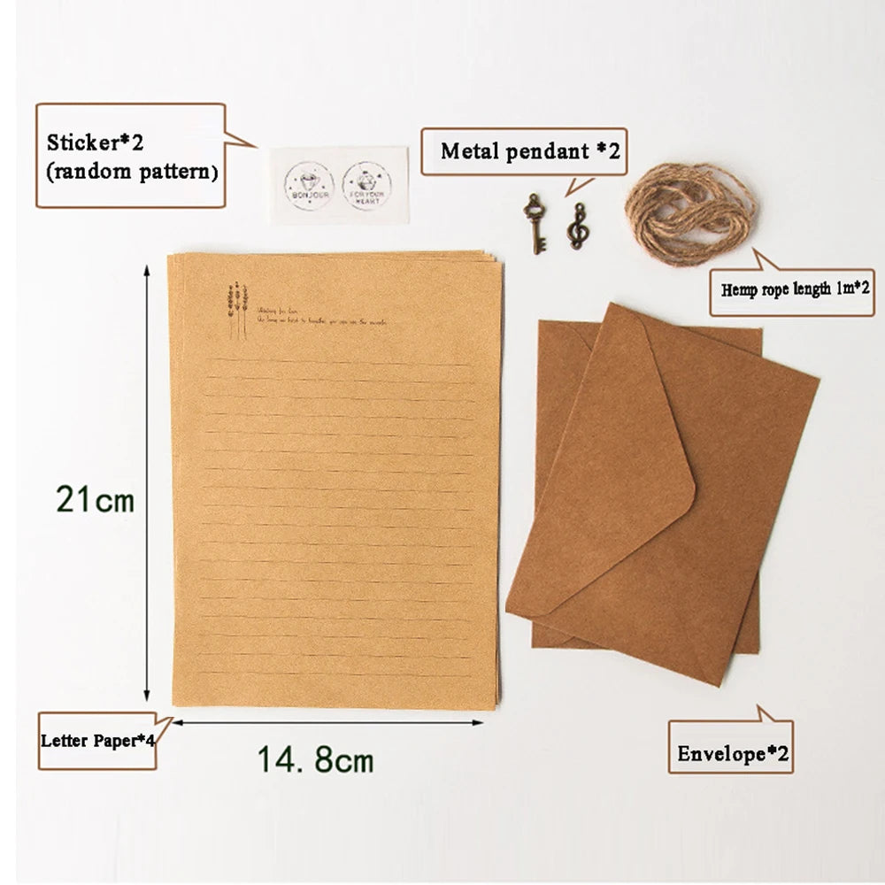 Kraft Paper Stationery Set — European Style Invitation Envelopes & Letter Pads