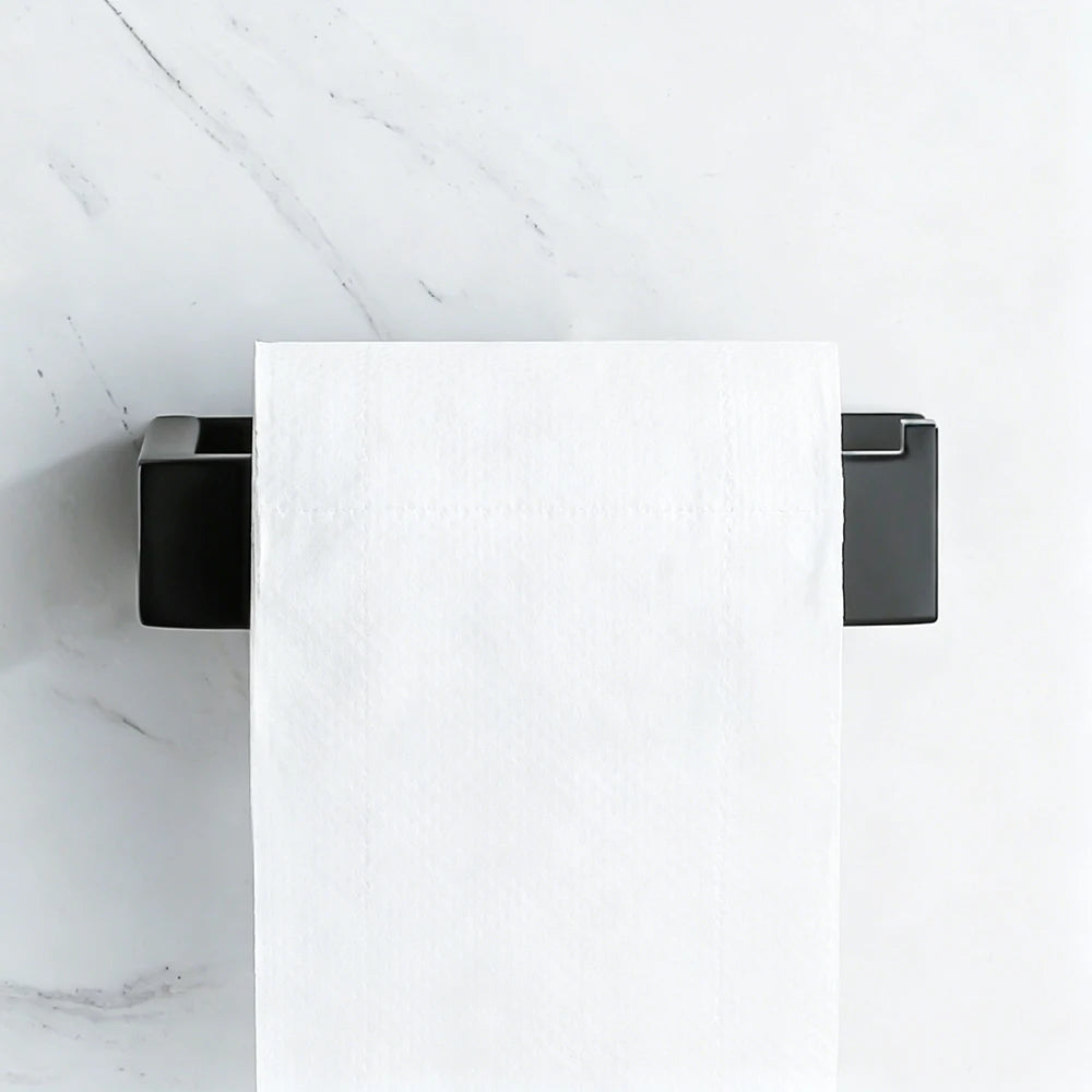 Gaomida Matte Black Toilet Paper Holder — Self-Adhesive Stainless Steel Wall Mount