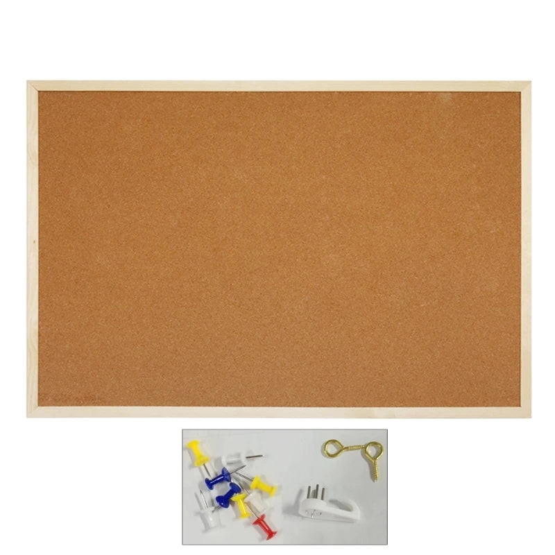 Double-Sided Cork Bulletin Board — Wooden Frame Display for Home or Office