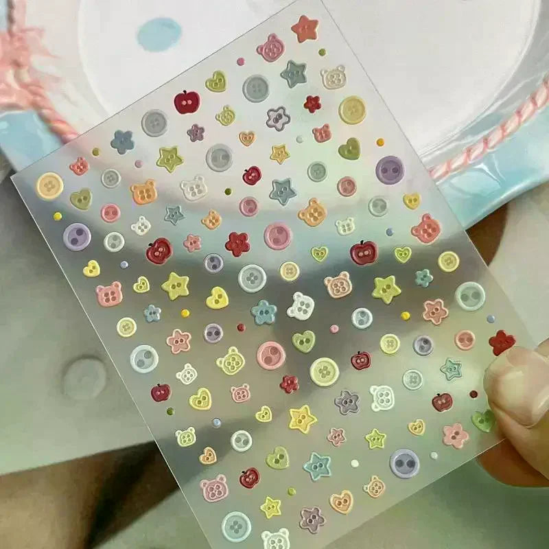 TPXCKz Embossed Nail Art Stickers — 3D Cartoon Decals for DIY Manicures