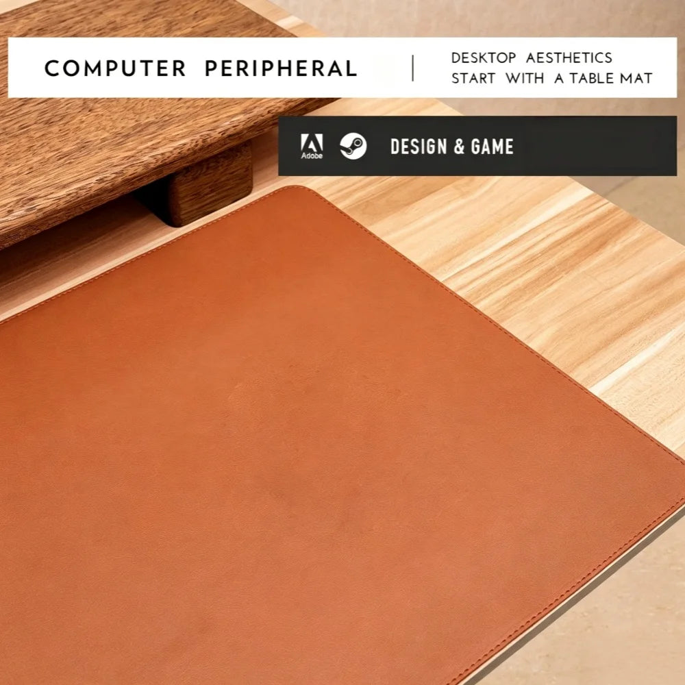 PU Leather Large Desk Mat — Waterproof Anti-Slip Desktop Pad