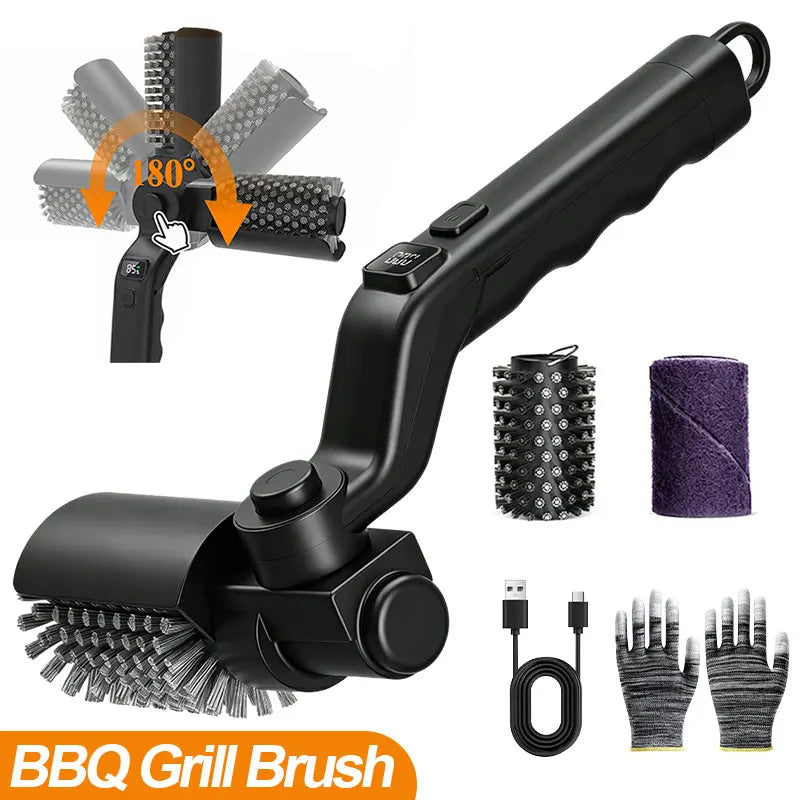 Electric BBQ Grill Brush — 3-Speed Adjustable Cleaner for Griddles