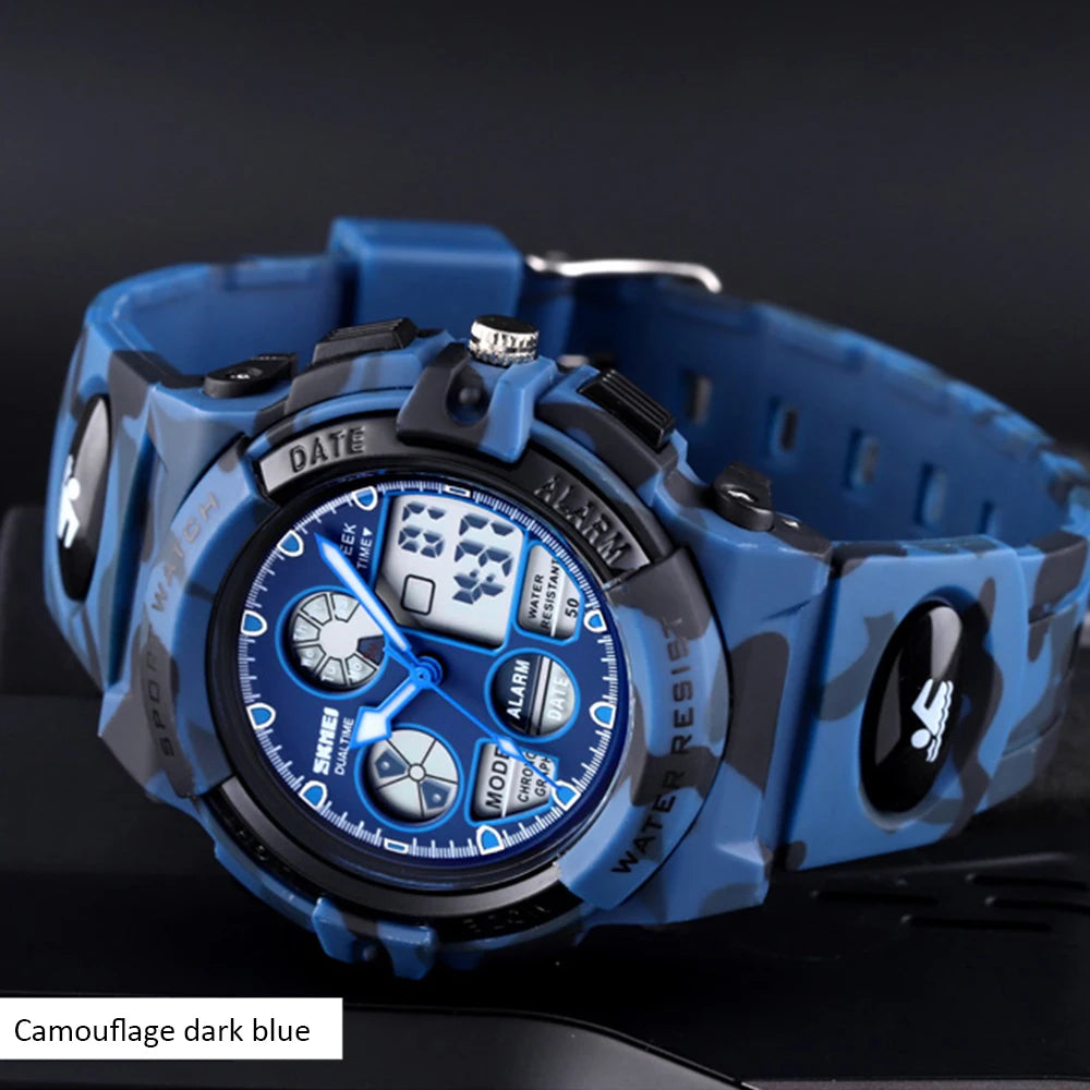 Digital Sports Watch for Kids — Waterproof Quartz Wristwatch with Alarm