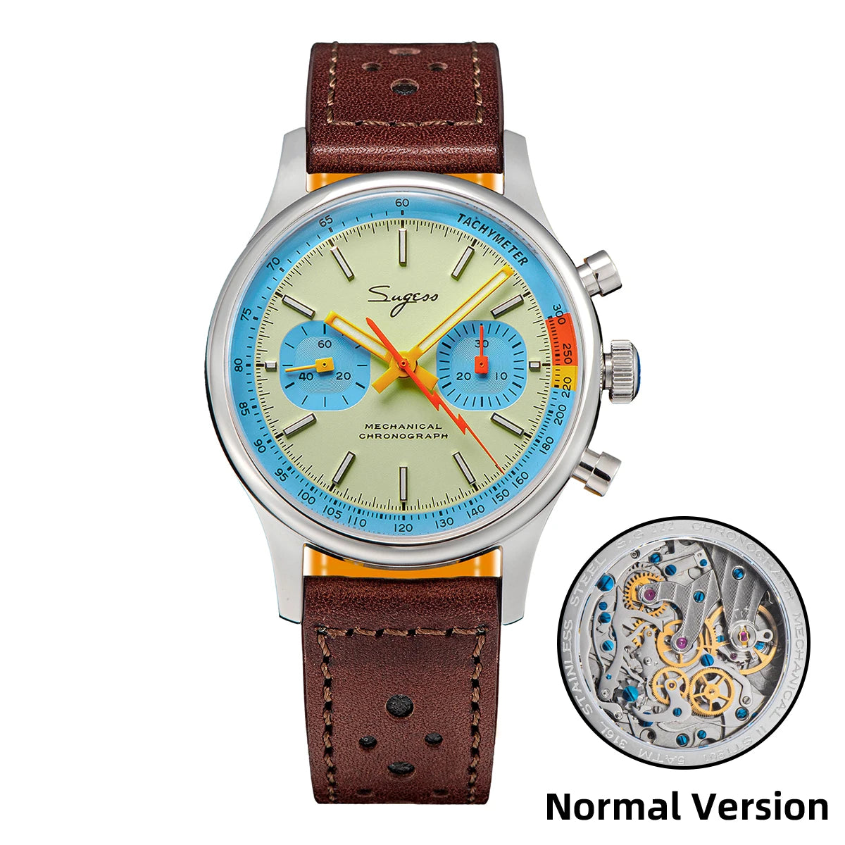 SUGESS Pilot Chronograph Watch — Mechanical Seagull Movement & Sapphire Crystal