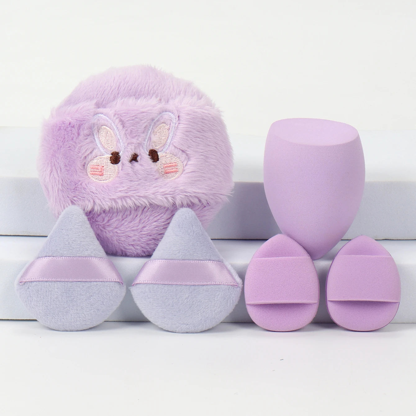 Embroidered Loose Powder Puffs — 6-Piece Set for Wet or Dry Application