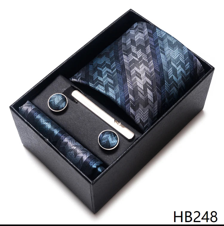 VanGise Men's Necktie Set — Business Tie, Cufflinks, and Pocket Square Kit
