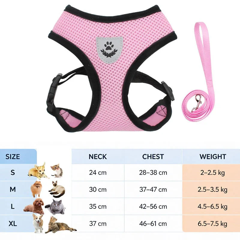 Anti-Escape Cat Harness and Leash Set — Reflective Pet Vest with Quick Release
