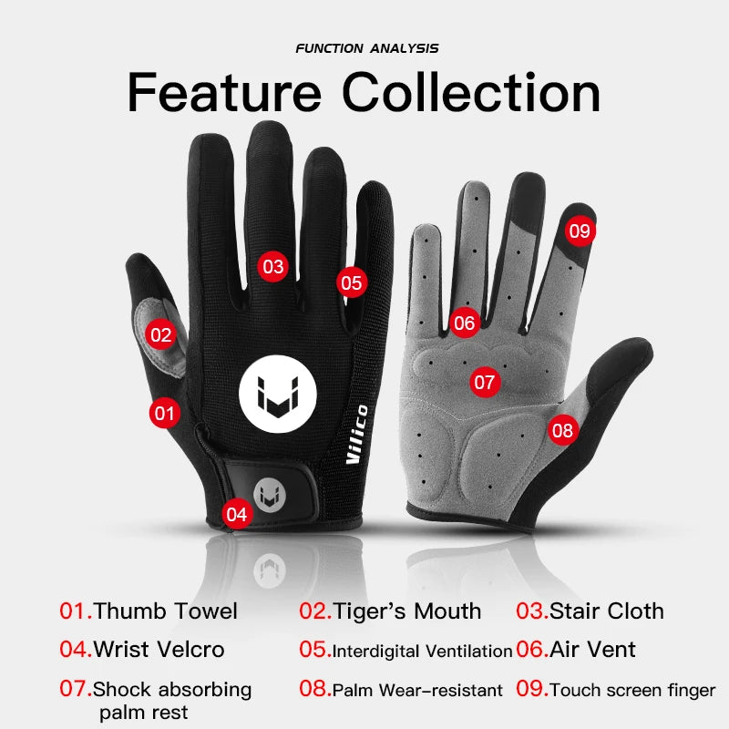 Kyncilor Sports Cycling Gloves — Breathable Non-Slip Full Finger Mitts