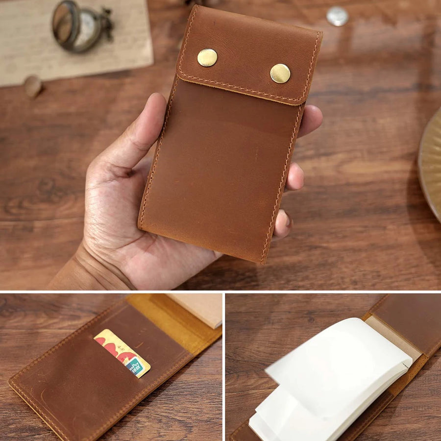 Joy Corner Portable Pocket Notebook — Leather Business Memo Pad & Planner