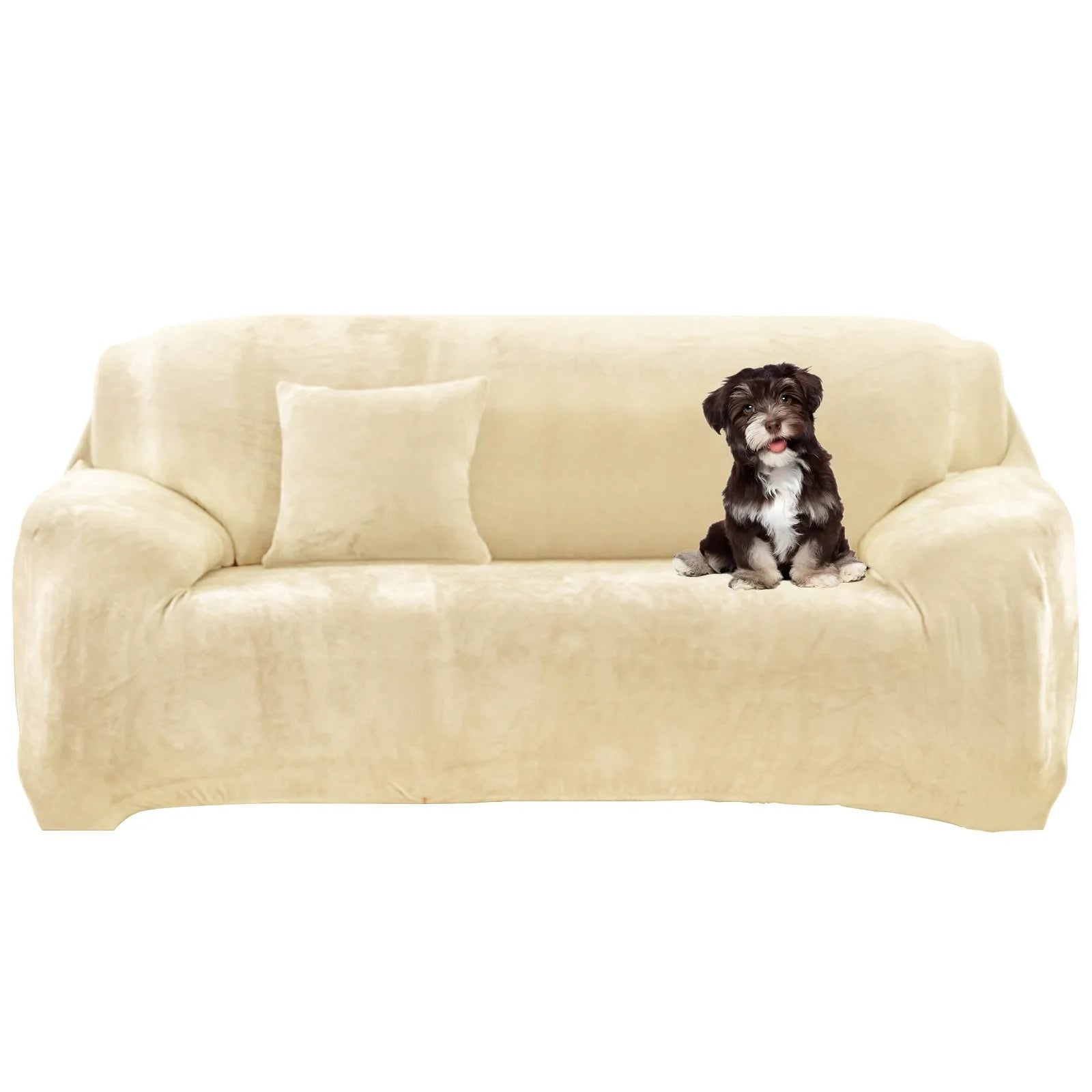 Stretch Velvet Sofa Covers — Soft Furniture Protector with Non-Slip Bottom