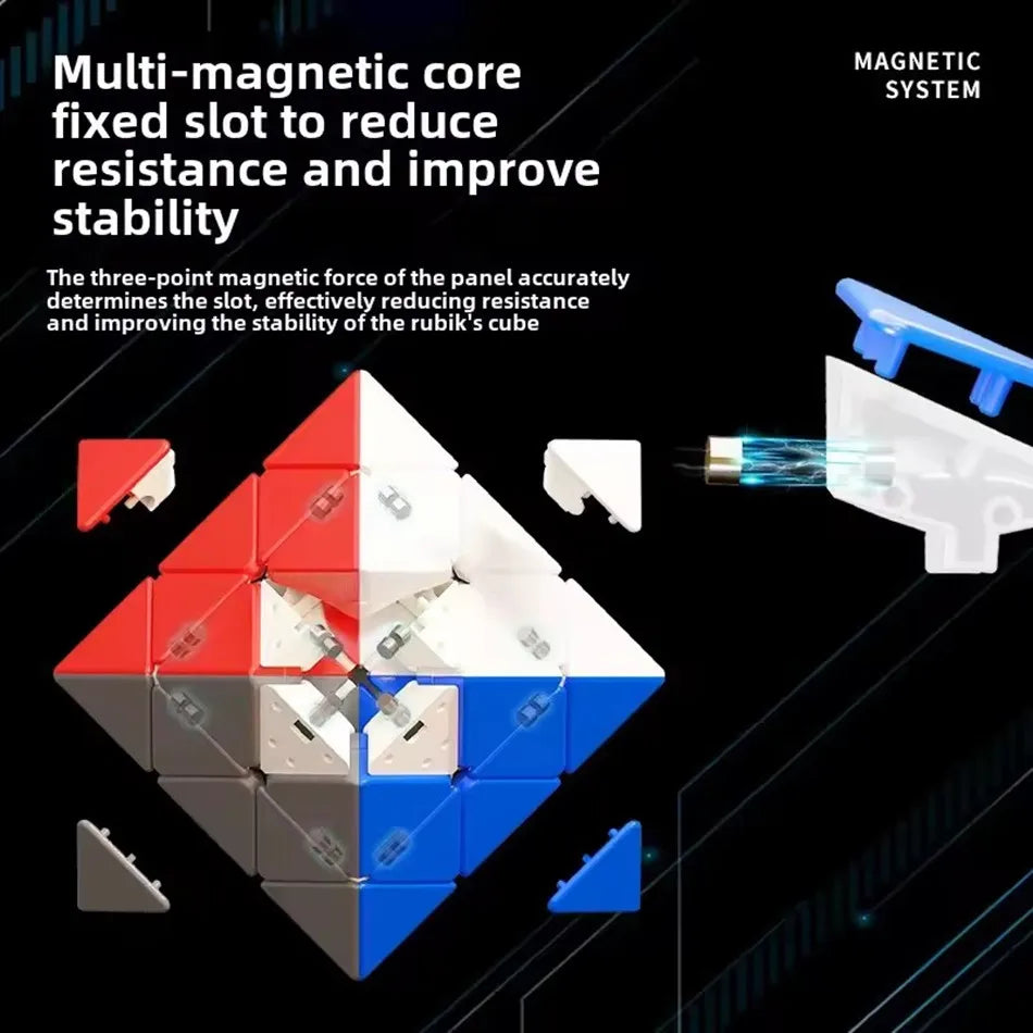 Rotating Octahedron Magnetic Magic Cube — Stickerless Brain Teaser Puzzle