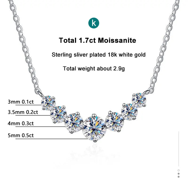 DOTEFFIL Moissanite Oval Pendant Necklace — 18k White Gold Plated Sterling Silver