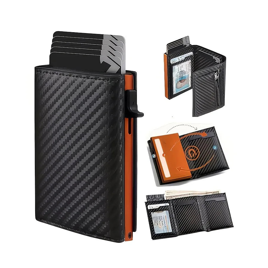 Men's Carbon Fiber Wallet — RFID Blocking Pop-Up Card Holder
