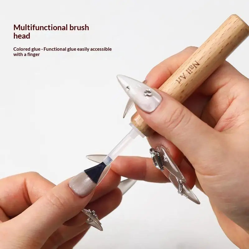 BMPEIC Nail Art Brush Set — Detachable Wooden Handle & Replacement Heads