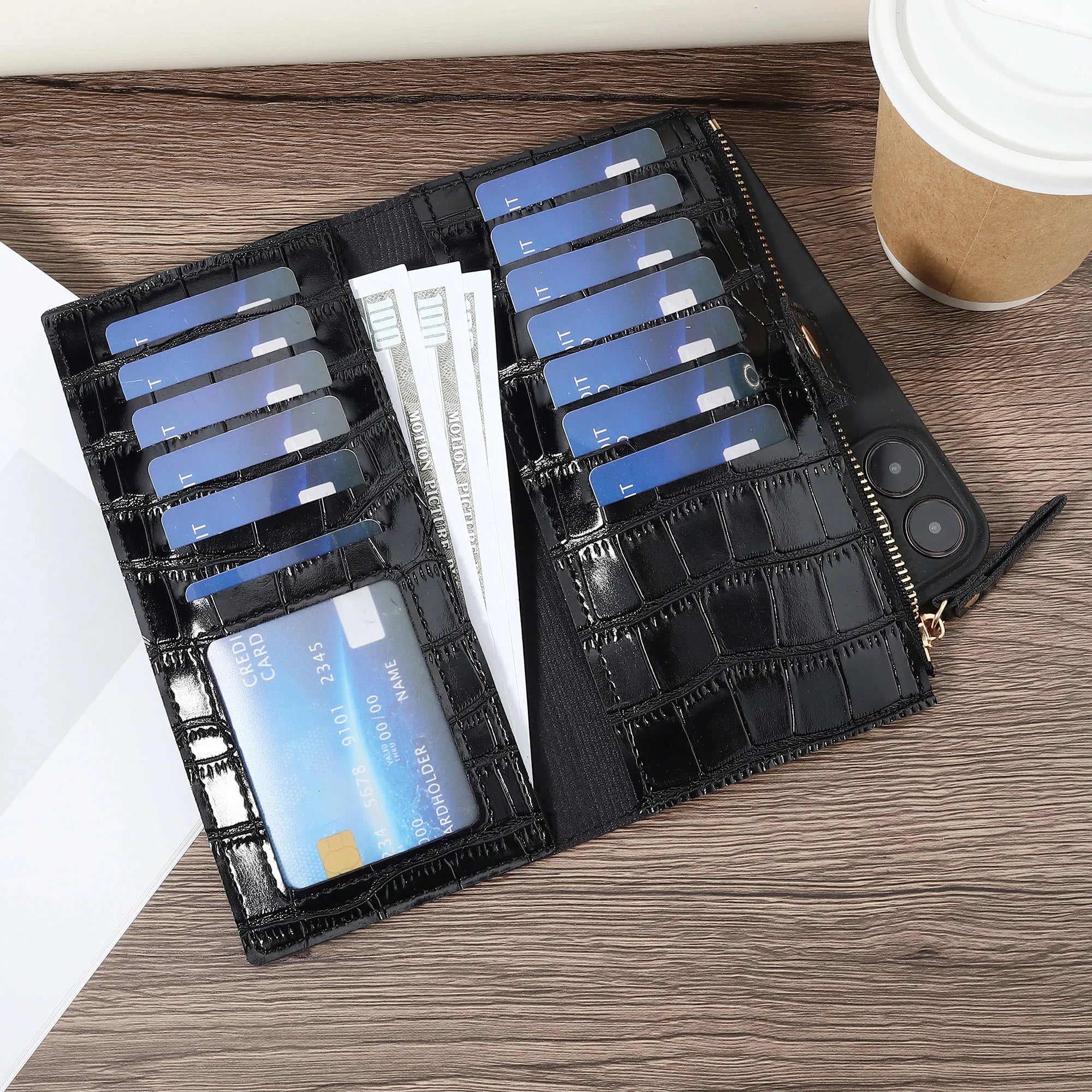 Women's Long Wallet Clutch — Multi-Slot Organizer with Phone Compartment