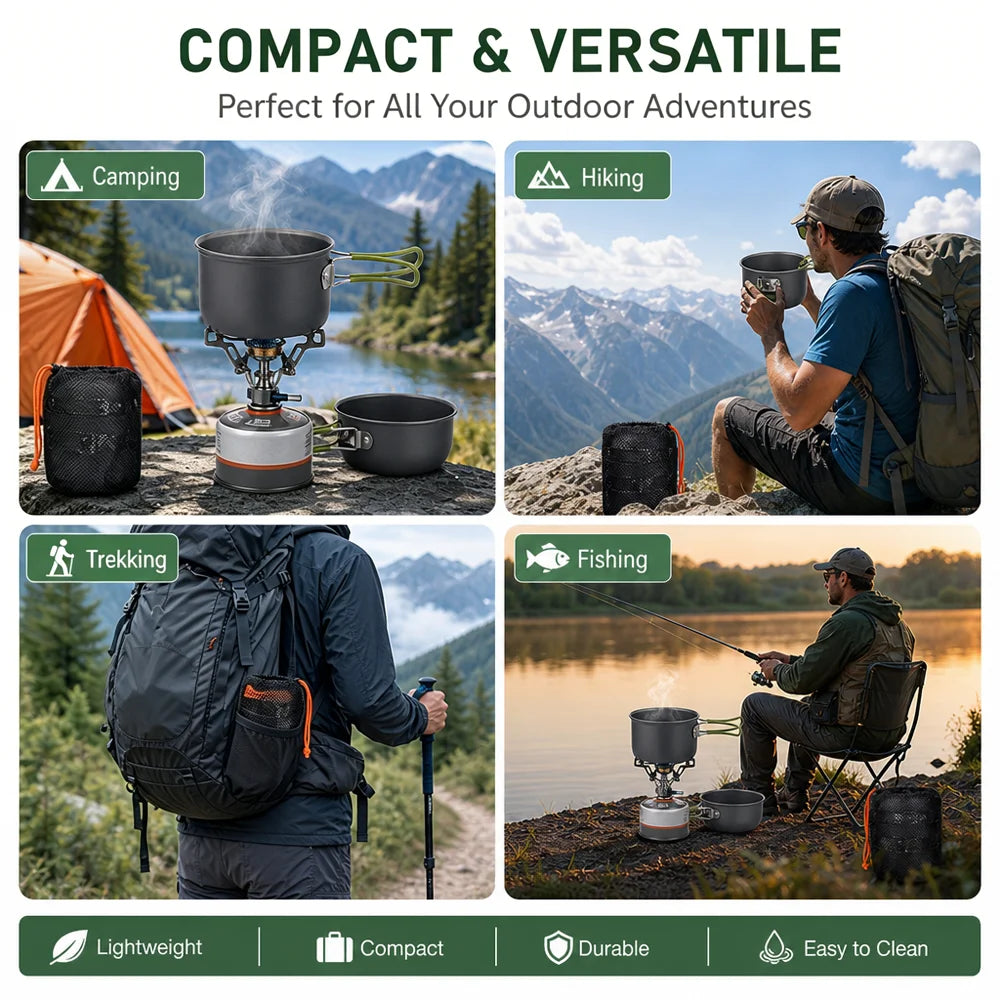 ZCTYHPGACN Portable Camping Cookware Set — Lightweight Non-Stick Pots for Hiking