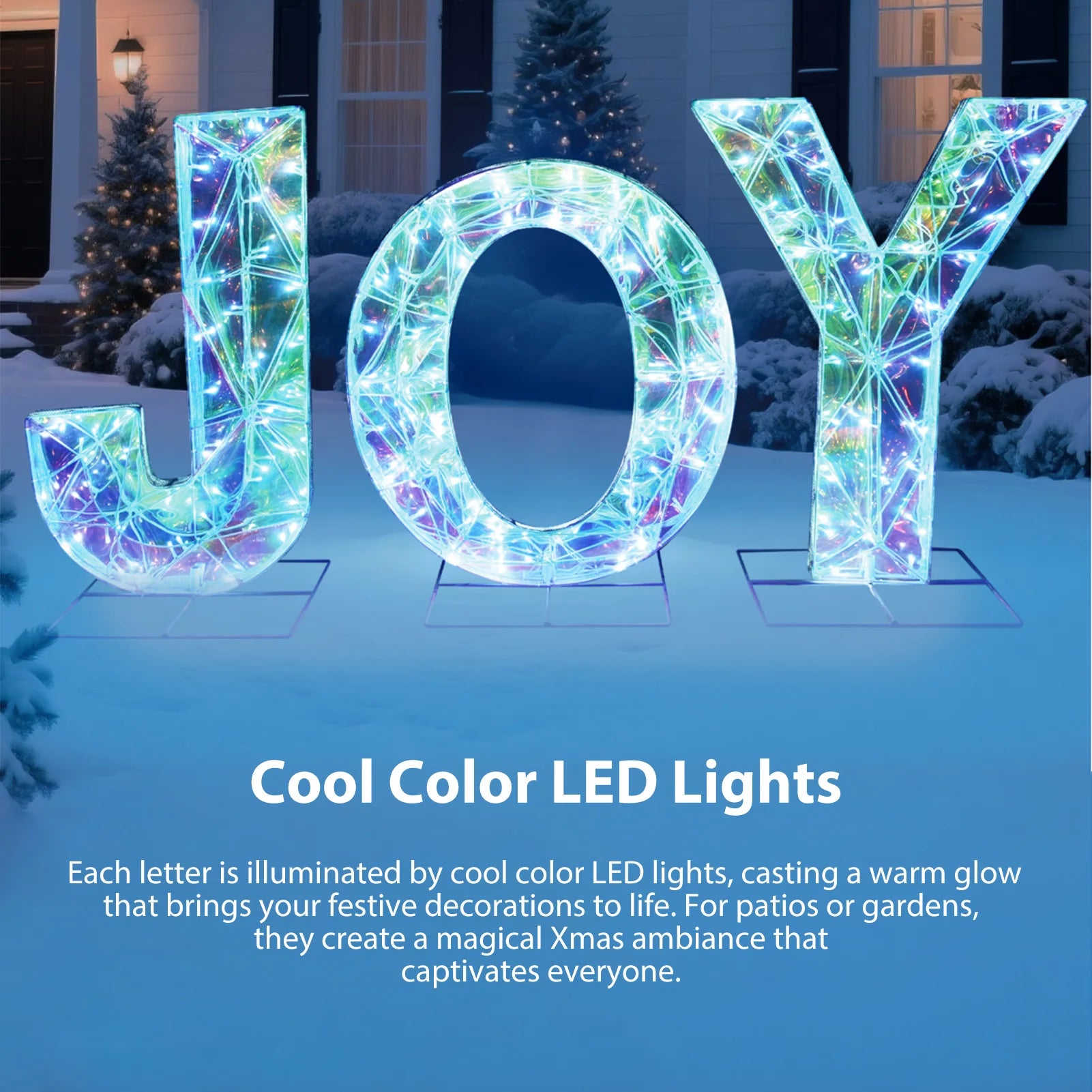 JOY LED Lettered Holiday Decorations — 3-Piece Outdoor Christmas Set