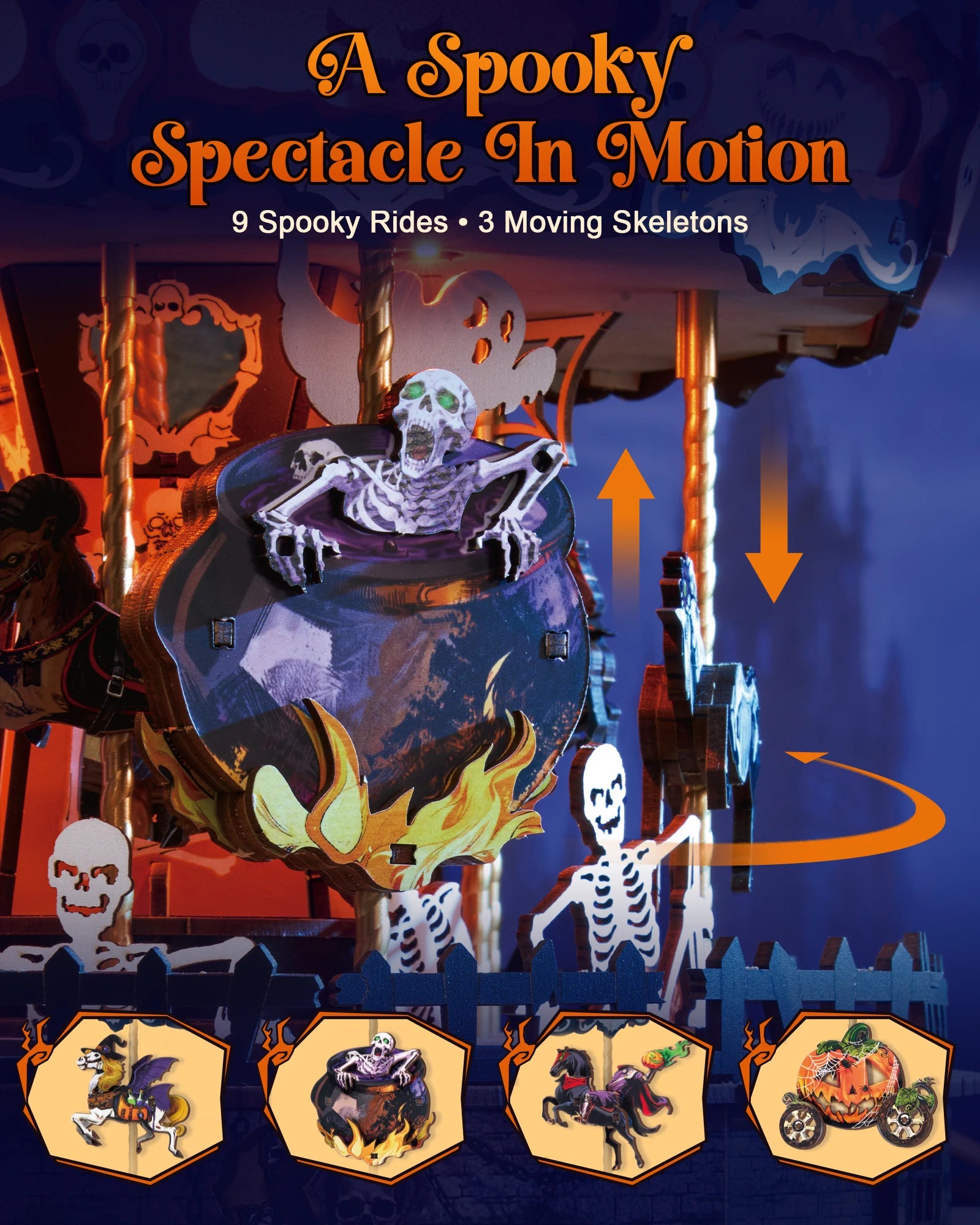 Rolife Phantom Waltz 3D Wooden Puzzle — DIY Rotating Carousel Music Box