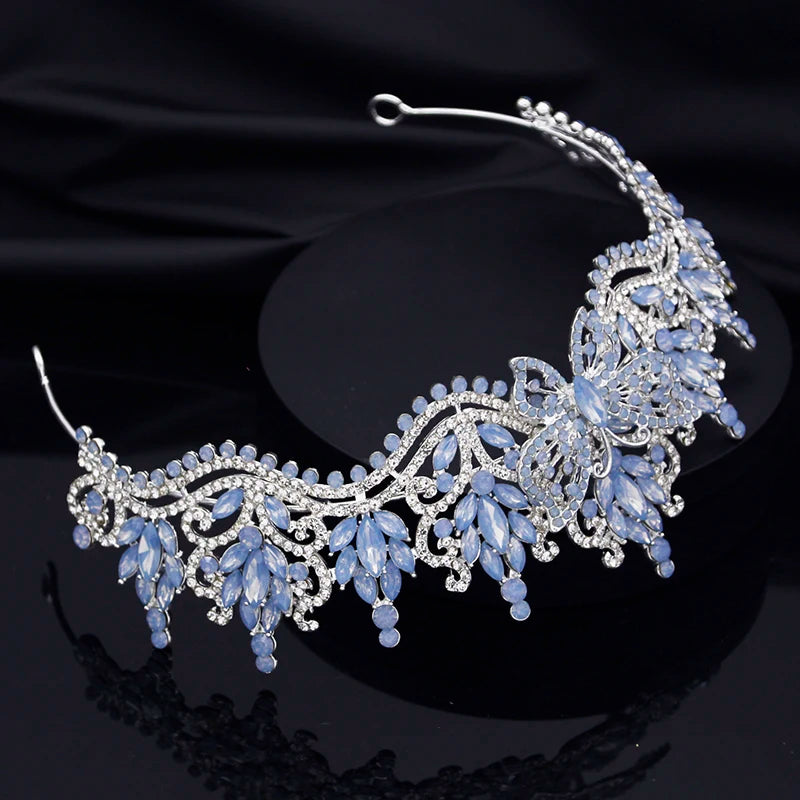 Cenmon Butterfly Tiara Jewelry Set — Elegant Crown, Necklace & Earrings