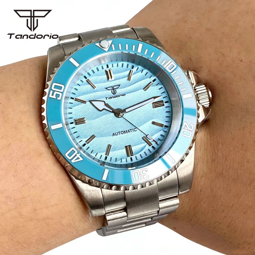 Tandorio Men's Automatic Watch — 40mm Stainless Steel with Sand Dune Dial