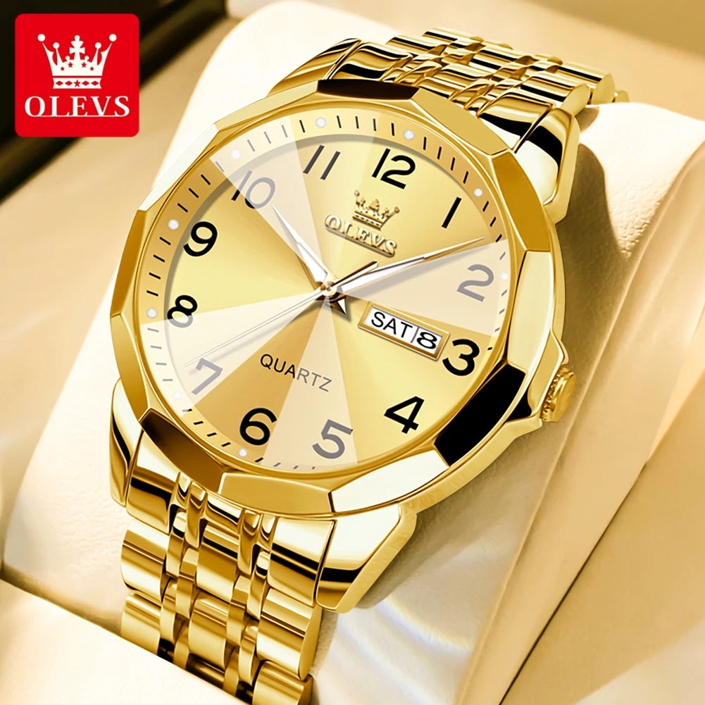 OLEVS 9970 Quartz Wristwatch — Stainless Steel Men's Watch with Date Display